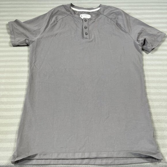 Tailored Athlete Shirt Mens Large Gray Everyday Henley Short Sleeve Stretch - Picture 1 of 8